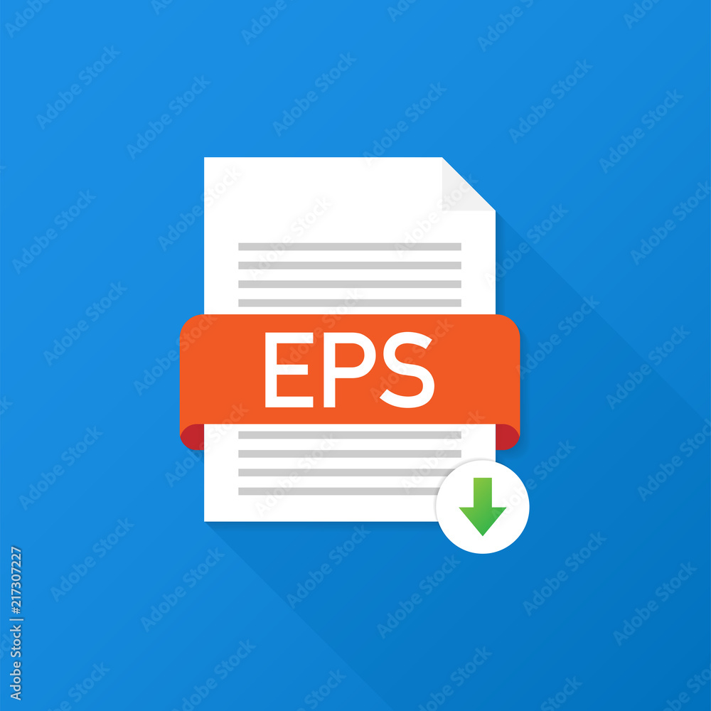 Poster download eps button. downloading document concept. file with eps label and down arrow sign. vector i