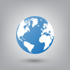 Earth icon in fashionable flat style, isolated on white background. Symbol of the world globe for your website design, logo, interface. Vector illustration