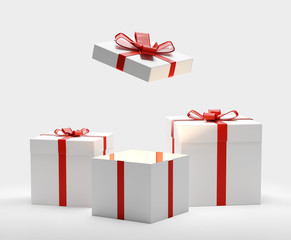 gift boxes with ribbon 3d-illustration