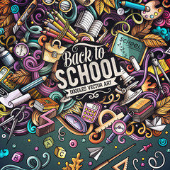 Cartoon vector doodles Back to school frame