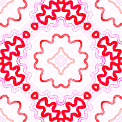 Pink red Geometric Watercolor. Delightful Seamless Pattern. Hand Drawn Stripes. Brush Texture. Remar