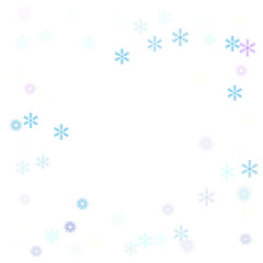 Falling down snow confetti, snowflake vector border. Festive winter, Christmas, New Year sale background. Cold weather, winter storm, scatter texture. Hipster snowfall falling snowflakes cool confetti