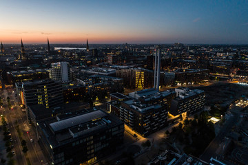 Fototapeta premium Aerial view of the harbor district, the concert hall 