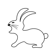 Hungry rabbit in a black contour