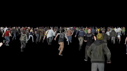 People Run Away Terrified Back Alpha Matte 3D Rendering Animations