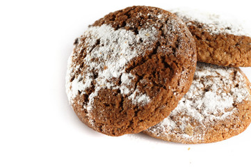 oatmeal cookies on a white background in castor sugar