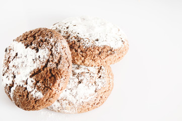oatmeal cookies on a white background in castor sugar