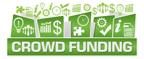 Crowd Funding Business Symbols On Top Green 