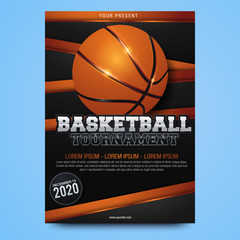 Naklejka premium Basketball tournament posters, flyer with basketball ball - template vector design
