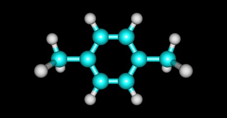 p-Xylene molecular structure isolated on black