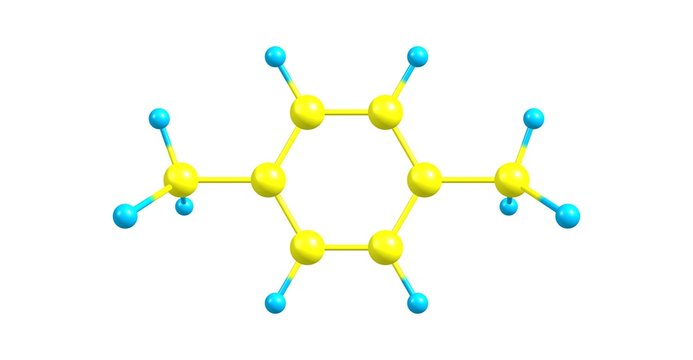 p-Xylene molecular structure isolated on white
