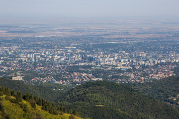 Almaty city view from mountain top