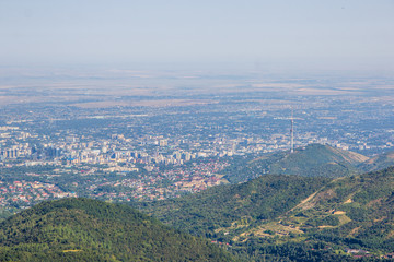 Fototapeta na wymiar Almaty city view from mountain top