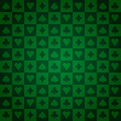 Poker suits pattern dark and light green