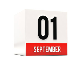 1 september on calendar cube and white background