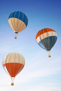 Balloon hot air colorful festival in Clean Sky / 3d render