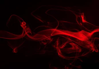 Papier Peint photo Fumée fumée rouge sur fond noir. conception de feu