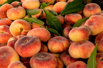 Ripe peaches on a market in Sineu, Mallorca