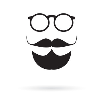moustache, beard and glasses- vector illustration