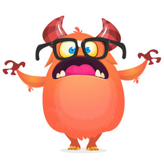 Angry monster wearing eyeglasses. Vector illustration clipart