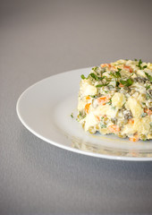 Fototapeta na wymiar Russian Cold Potatoe Summer Salad