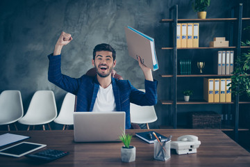 Young brunet entrepreneur has concluded a new successful contrac
