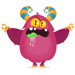 Angry cartoon monster character. Vector illustration