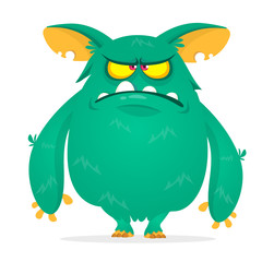 Angry cartoon monster. Halloween vector illustration.