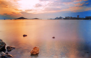 Sunset of the Mar Menor on the sleeve, Spain