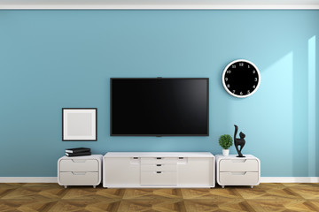 Smart TV in empty style room design .3D rednering