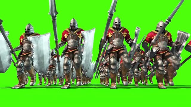 Legion of Soldiers March 3D Rendering Green Screen