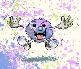Fotobehang Pluizebal cartoon vrolijk met confetti © emieldelange