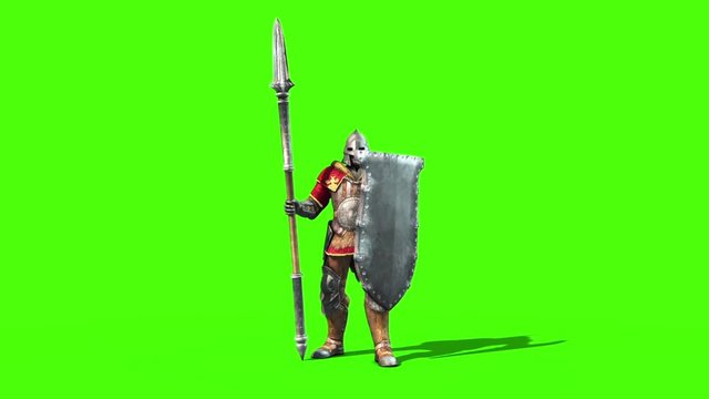 Roman Soldier Victory 3D Rendering Green Screen