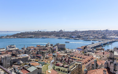 Fototapeta na wymiar Panoramic View of the Bosphorus and Istanbul City in Turkey