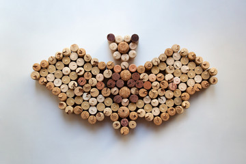 Wine corks bat silhouette isolated on white background