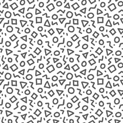 Black and White Doodle Geometric Vector Seamless Pattern. Hand Drawn Pattern.