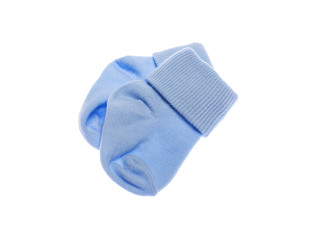 Lovely baby socks for the boy. Close-up.