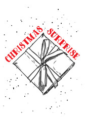 Illustration of a Christmas Holiday Design with Gift Box. Vector.