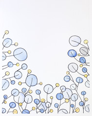 Branches and leaves painted in watercolor.