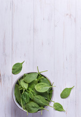Fresh spinach in a bowl