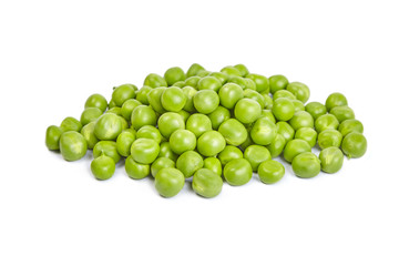 Pile of peas isolated on white background.
