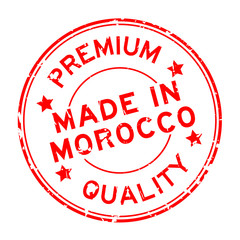 Grunge premium quality made in Morocco round rubber seal stamp on white background