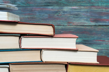 Book hardback on wooden table