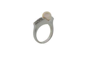 Jewelry ring and gem stone on white background