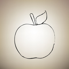 Apple sign illustration. Vector. Brush drawed black icon at ligh