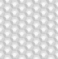 White seamless 3D texture. Hexagon pattern. Vector illustration