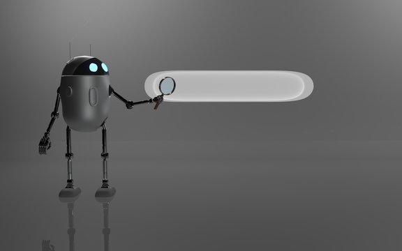 robot searth in internet 3d render.