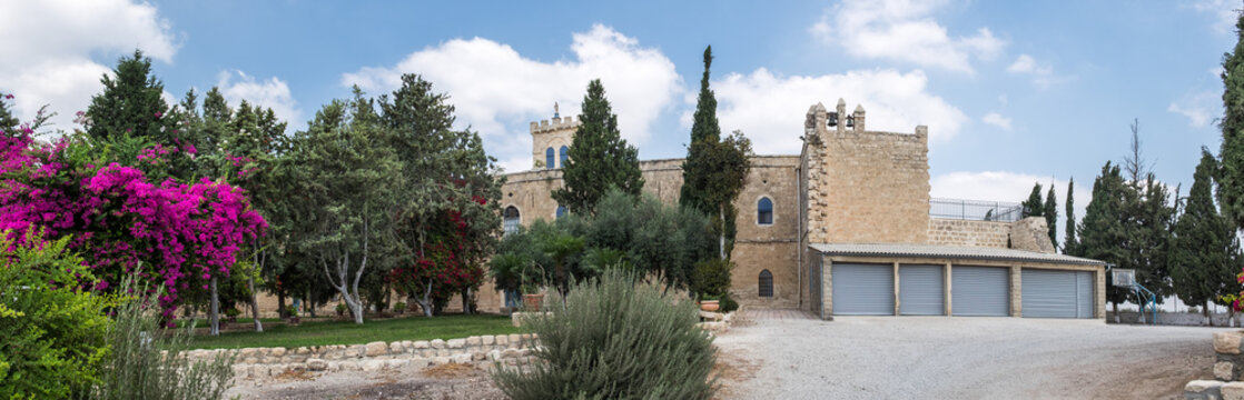 Large panoramic view on Beit Jimal - Catholic monastery near Beit Shemesh, Israel