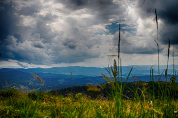 The landscape on the Carpathian Mountains in Ukraine