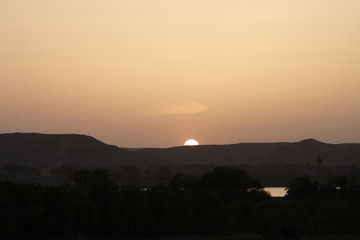 Sunset behind the hills